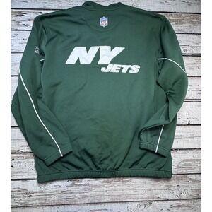 New York Jets NFL Reebok 1/4 Zip Up Green Pullover Sweatshirt Men's XL Back Logo
